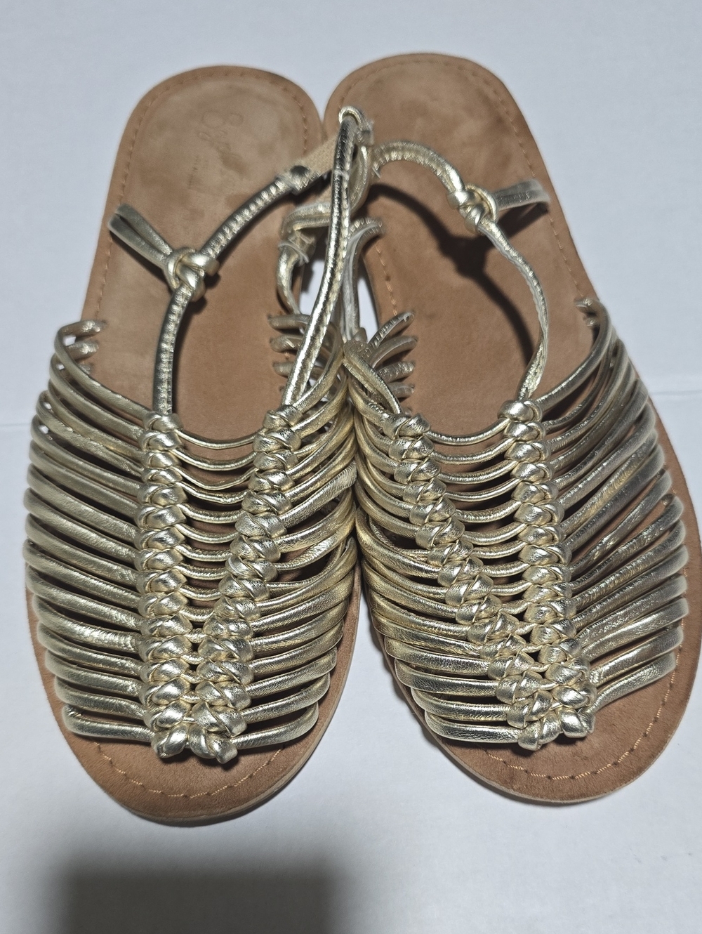 Seychelles Metallic Gold Strappy Caged Flat Sandals - Size 9